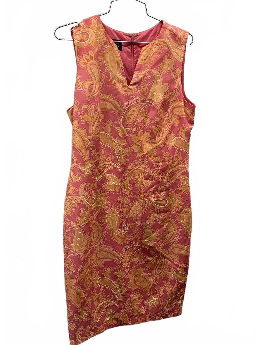Spenser Jeremy Silk Orange Pink Floral Sleeveless Knee Length Dress Size 6